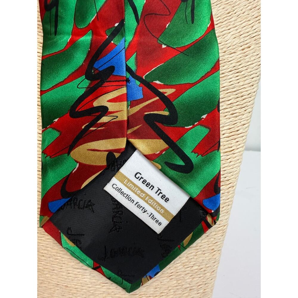 J Garcia Green Tree Limited Edition Silk Tie Collection 43 Red Green Gold Art - Picture 3 of 10